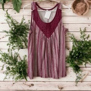 MAURICES Boho Cranberry Sleeveless Blouse Embellished Accents Size Medium